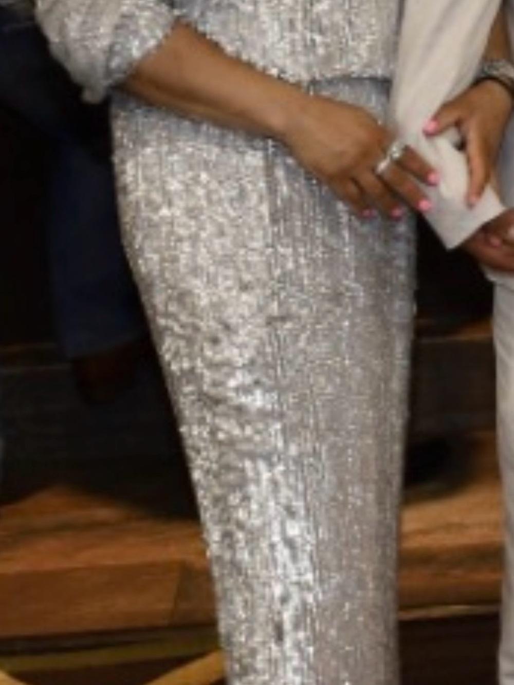 ASOS Silver Sequin Trim Light Gray Dress